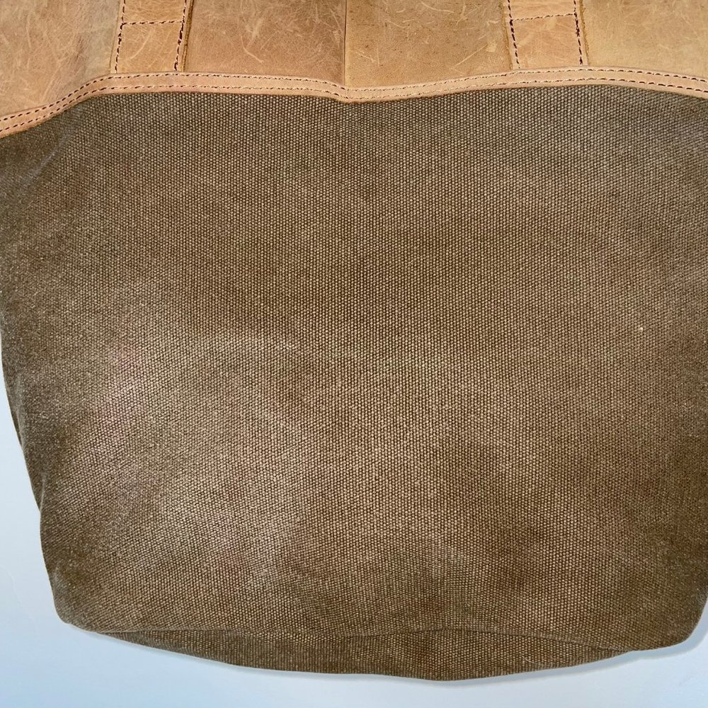 LL Bean Tote Handbag Canvas Leather Trim & Handles Large Purse Gorpcore,  Great - Picture 3 of 10